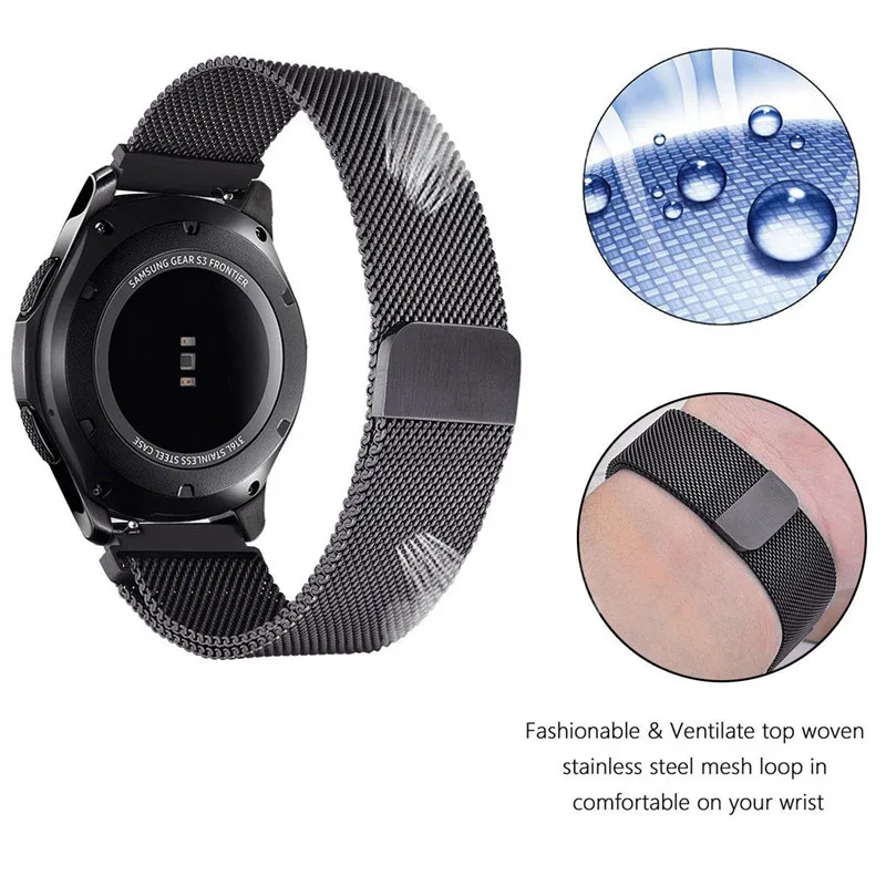 Миланская петля ремешок для samsung gear S3 Galaxy Watch 46 мм 42 мм активный 2 ремешка 22 мм 20 мм браслет из нержавеющей стали для gear S2