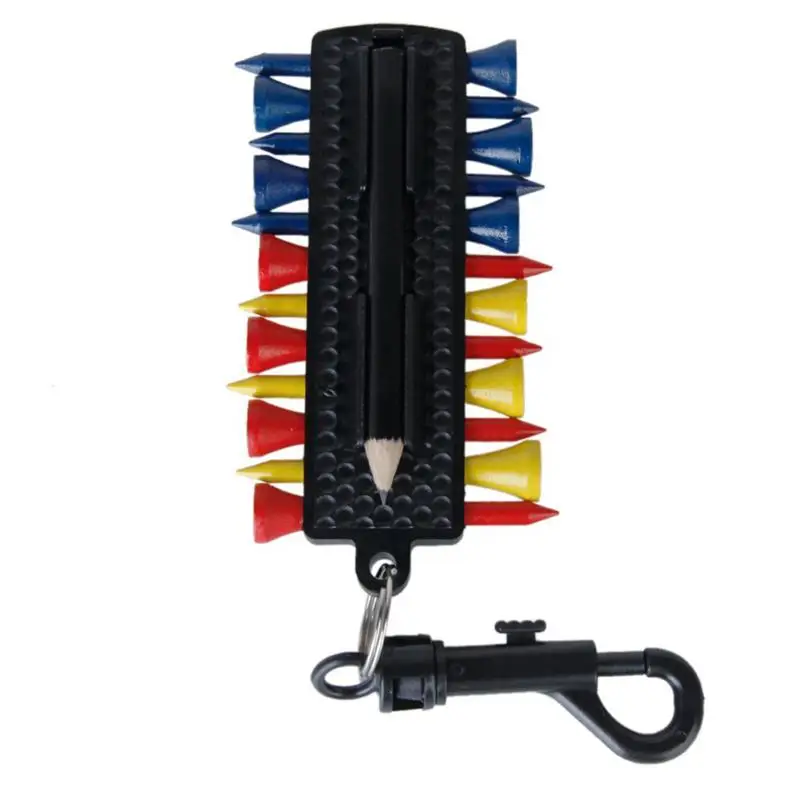 

Golf Tee Caddy Keeper 12 Tees 2 Ball Markers Divot Tool Pencil Set With Keychain