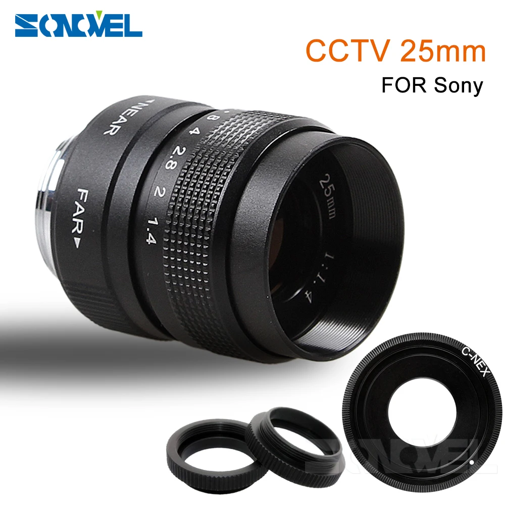 25 мм F1.4 CC ТВ для камеры наружного наблюдения+ C крепление для Sony E Mount Nex-5T Nex-3N Nex-6 Nex-7 Nex-5R A6300 A6100 A6000 A5100 A5000 A6500 A3100