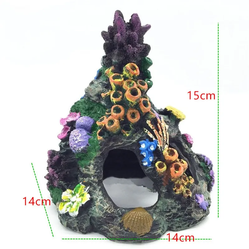 Смола, украшение для аквариума, пещера, Коралловая рыба, скрывающаяся дыра, аквариум, полый рок-дом, украшение для аквариума, креветки, украшение - Цвет: n