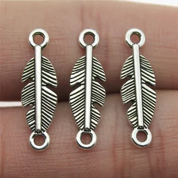 

WYSIWYG 30pcs 6x22mm Feather Connectors For Bracelets Metal Fashion Trendy Connector Charms Fit DIY Jewelry Making