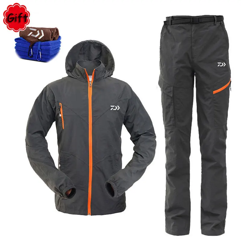 Spring Summer Fishing Clothing Men Breathable Sun UV Protection Outdoor Sportswear Clothes Fishing Shirt Pants Free Gift Towel Spring Summer Fishing Clothing Men Breathable Sun UV Protection Outdoor Sportswear Clothes Fishing Shirt Pants Free Gift Towel