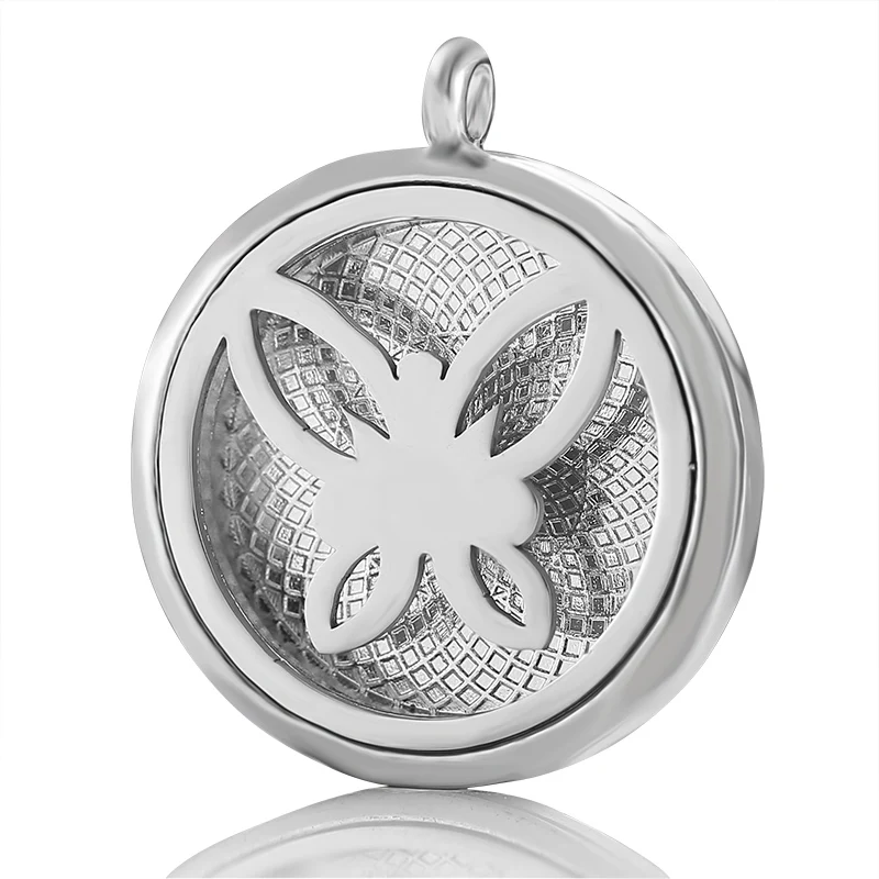 

MODKISR New Listing High Quality 35mm Perfume Freshener Diffuser Magnet Stainless Butterfly Temperament Necklace Jewelr