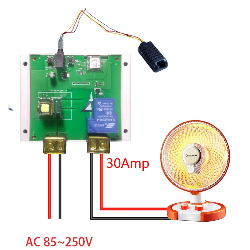 WiFi управление 30A большой ток умный переключатель измерения температуры и влажности монитор управления Лер домашней автоматизации