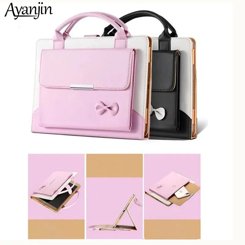 

For New iPad pro 10.5 A1701 1709 Stand Cover Cute Butterfly knot Handle bag case For ipad Pro 10.5 inch Tablet handbag+Film+pen