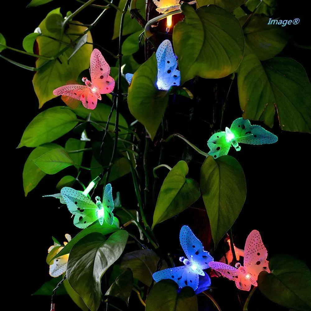 12 светодиодных солнечных батареях бабочки волоконно-оптических сказочных струн уличные садовые фонари США
