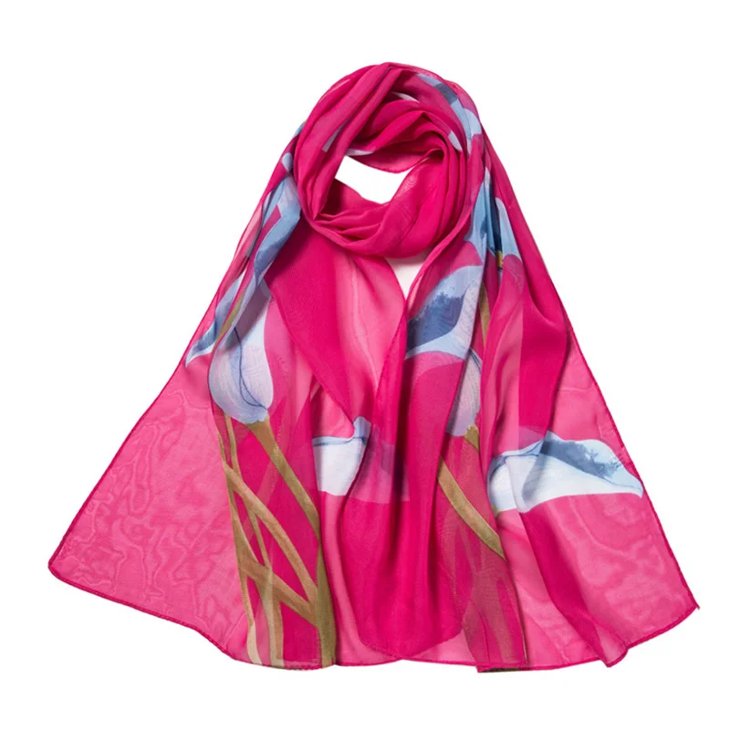 

Fashion Women Printing Floral Soft Wrap Scarf High Quality Ladies Flower Silk Scarves 2018 Spring Summer Chiffon Shawl
