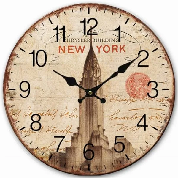 Retro Vintage Style Large Clock New York Chrysler Building Home Retro Vintage Style Large Clock New York Chrysler Building Home Decorative Wall Wood 34cm In Clocks From Garden On Aliexpress