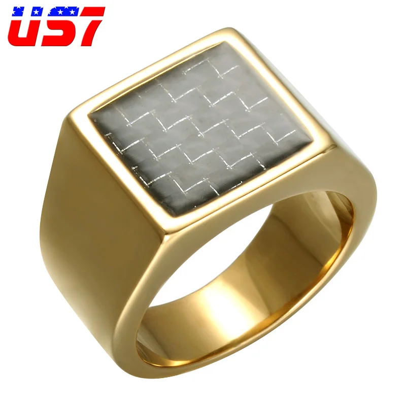 

US7 Punk Classic Width Signet Ring for men Titanium Stainless Steel Pattern Genmetric Ring Men Wedding Jewelry Fashion Gift