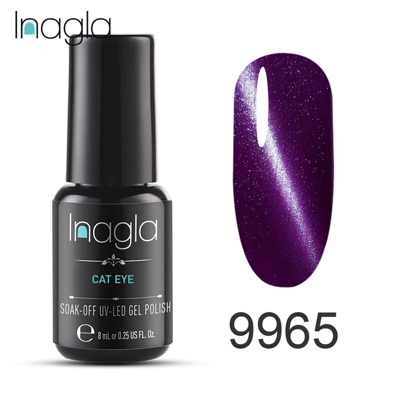 

Inagla Purple Cat Eye Series Magnet Gel Polish 3D Cat Eyes UV Nail Polish Soak Off Long Lasting Led Gel Nail Varnish 8ml Gel