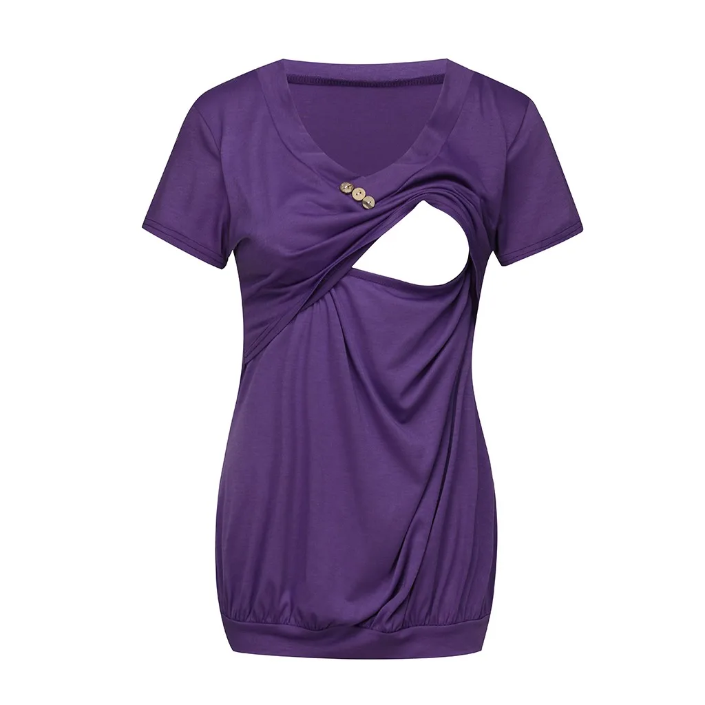 

ARLONEETPlus Size V-neck Short Sleeve Maternity Breastfeeding Pregnancy T-Shirts Nursing Clothes For Pregnant Women Feeding Tees
