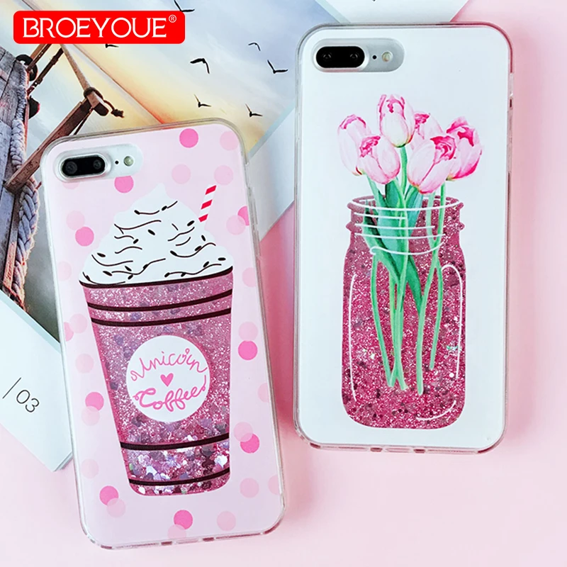 

For iPhone 7 Plus 8 Plus Quicksand Glitter Liquid Case Transaprent Shining Cover Soft TPU Silicone Back Case For iPhone 7 8 Plus