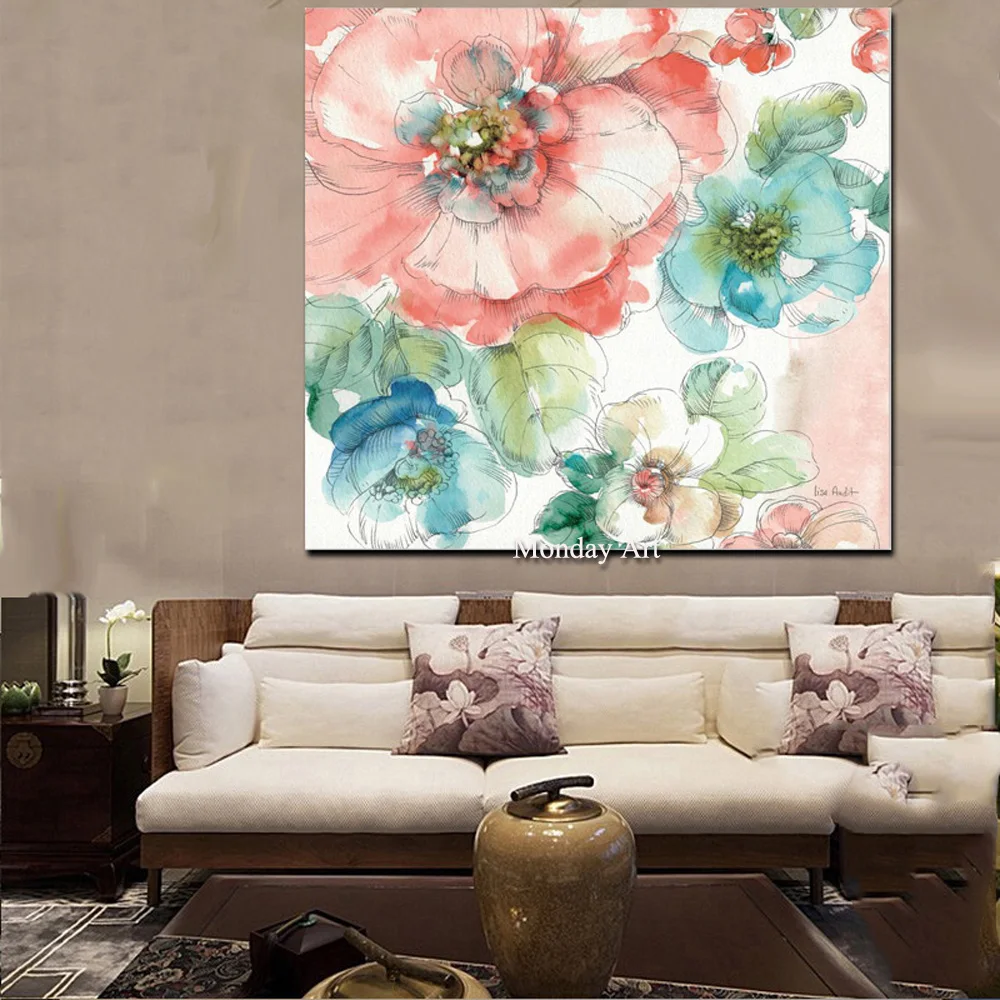 100-handpainted-Watercolor-Minimalist-Poppy-Artist-Orchid-Abstract-Oil-Painting-on-Canvas-Wall-Picture-for-Sofa