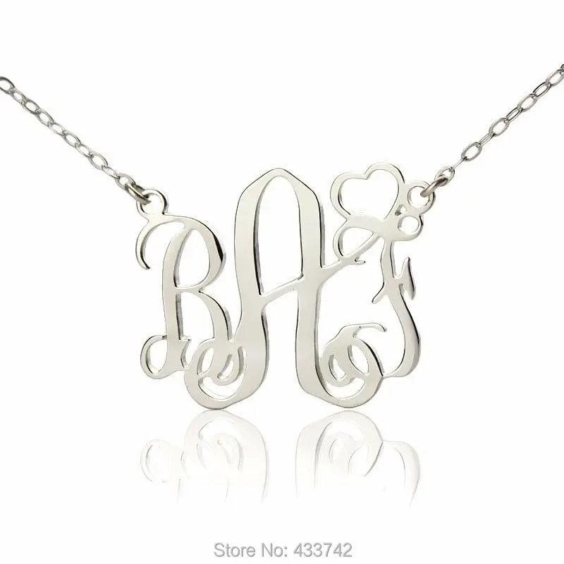 made in USA New Personalized SilverJewelry Monogram Initial Name Necklace 1.25/"