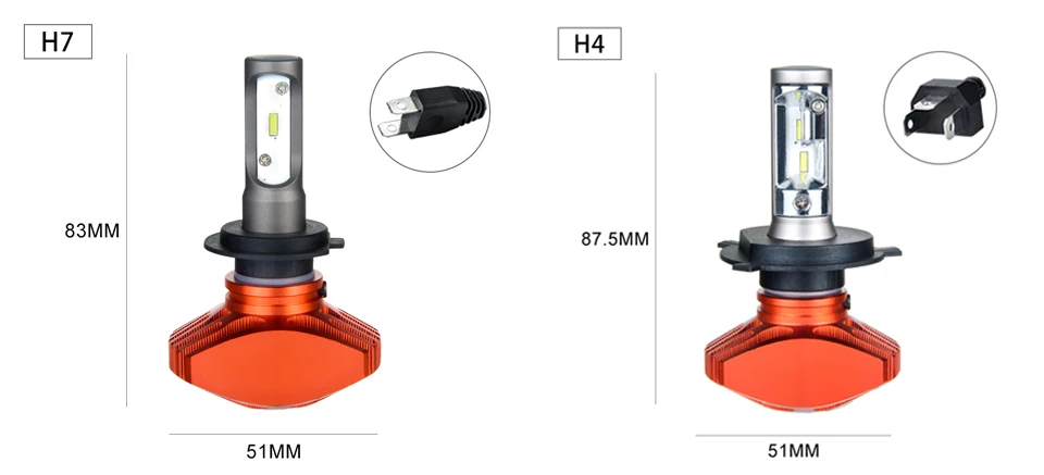 AcooSun 2 предмета автомобилей головной светильник S1 H7 светодиодный H4 H1 H3 H8 H11 H13 H27 880 9004 9005 9006 9007 40 Вт 8000LM авто фары 6500 к светильник лампочка