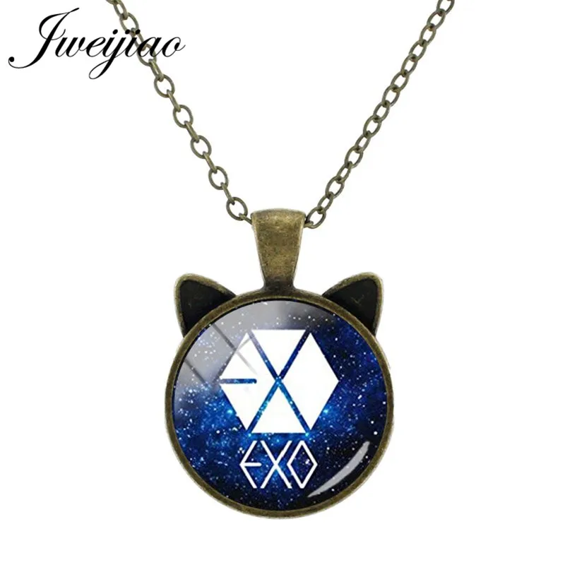 JWEIJIAO винтажная подвеска в виде животного уши I love KPOP EXO альбом фото ожерелья