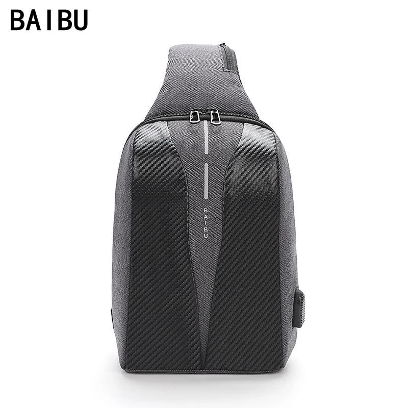 BAIBU мужские сумки через плечо с usb зарядкой, противоугонная нагрудная сумка, короткая походная Сумка-мессенджеры, водонепроницаемая сумка на плечо для мобильного ipad
