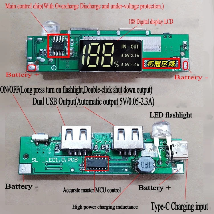 18650 Батарея Dual USB 5V 2.1A Мощность банк чехол Kit 7X18650 Батарея Зарядное устройство Чехол Коробка тестер