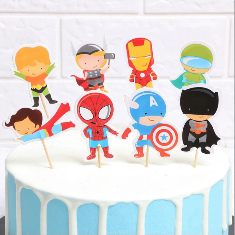 24 Pc Spiderman Avengers Toppers Double Sided Birthday