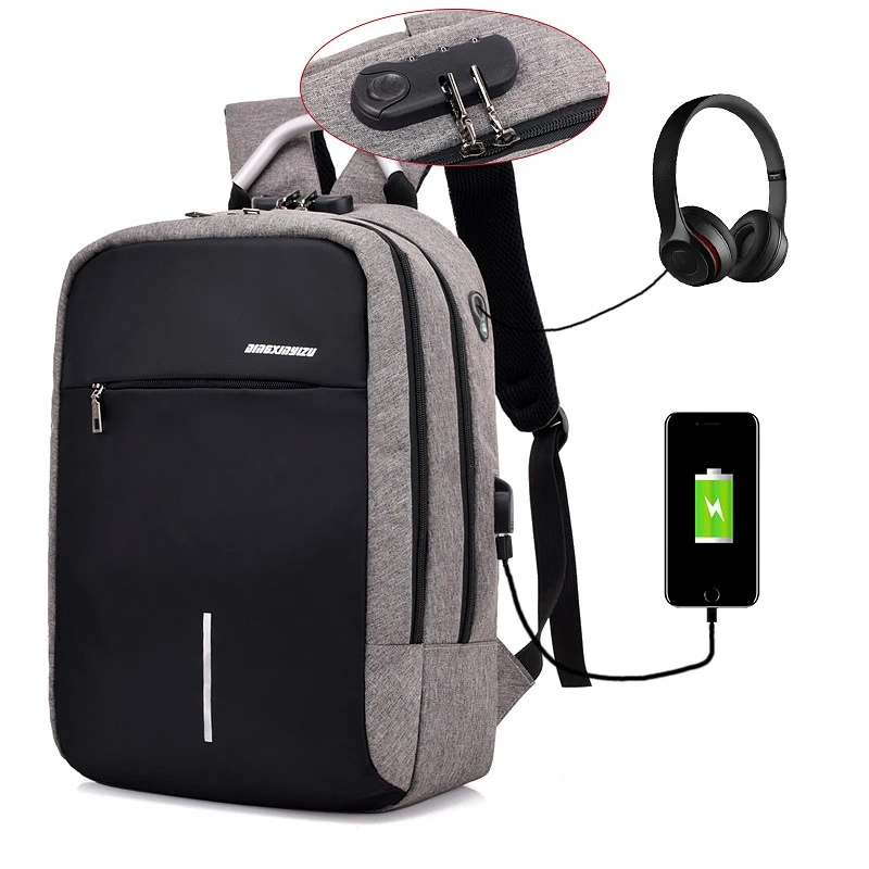 

NEW Men design Anti-theft USB Charging Travel Backpack Men Women school bag Large 15.6" Laptop bag with Combination Lock