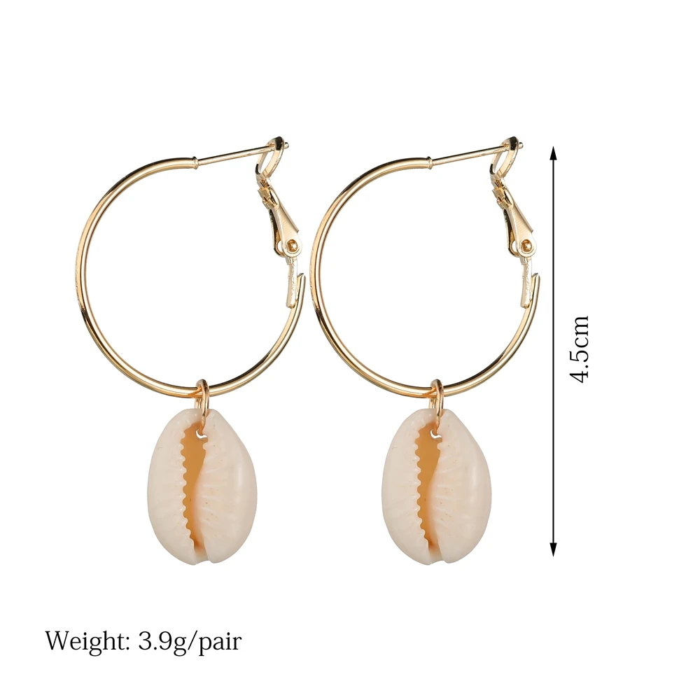 MissCyCy Bohemian Natural Sea Shell Earrings For Women Fashion Geometric Big Circle Earrings Female Hoop Earrings