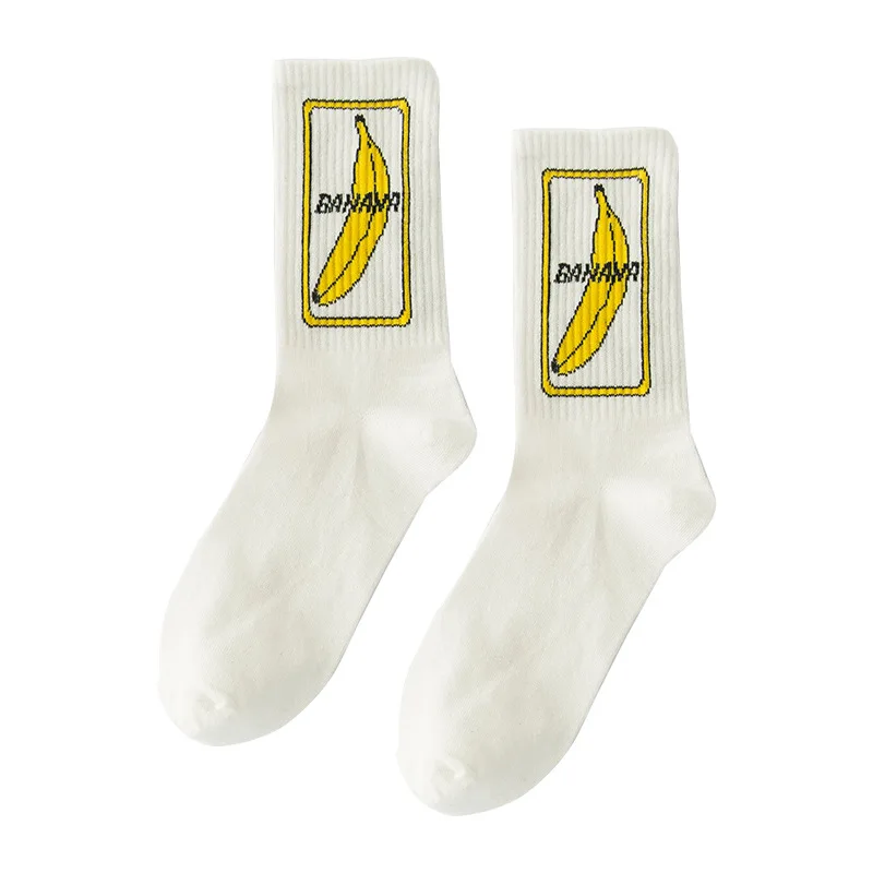 INS унисекс, забавные носки с изображением банана, Harajuku, крутые носки для катания на коньках, модные хлопковые хипстерские носки с изображением счастливых фруктов для женщин, SA-8