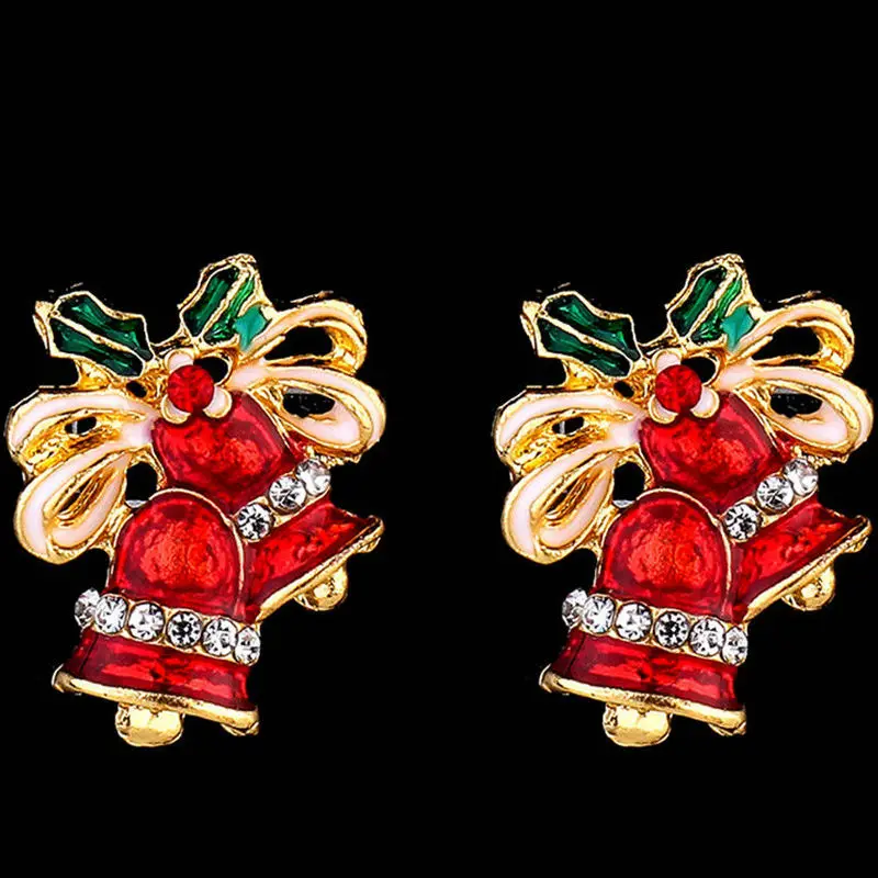 1 пара модные комплекты в рождественском галстук-бабочка серьги-гвоздики женские милые сплава лук колокольчики-серьги рождественские серьги