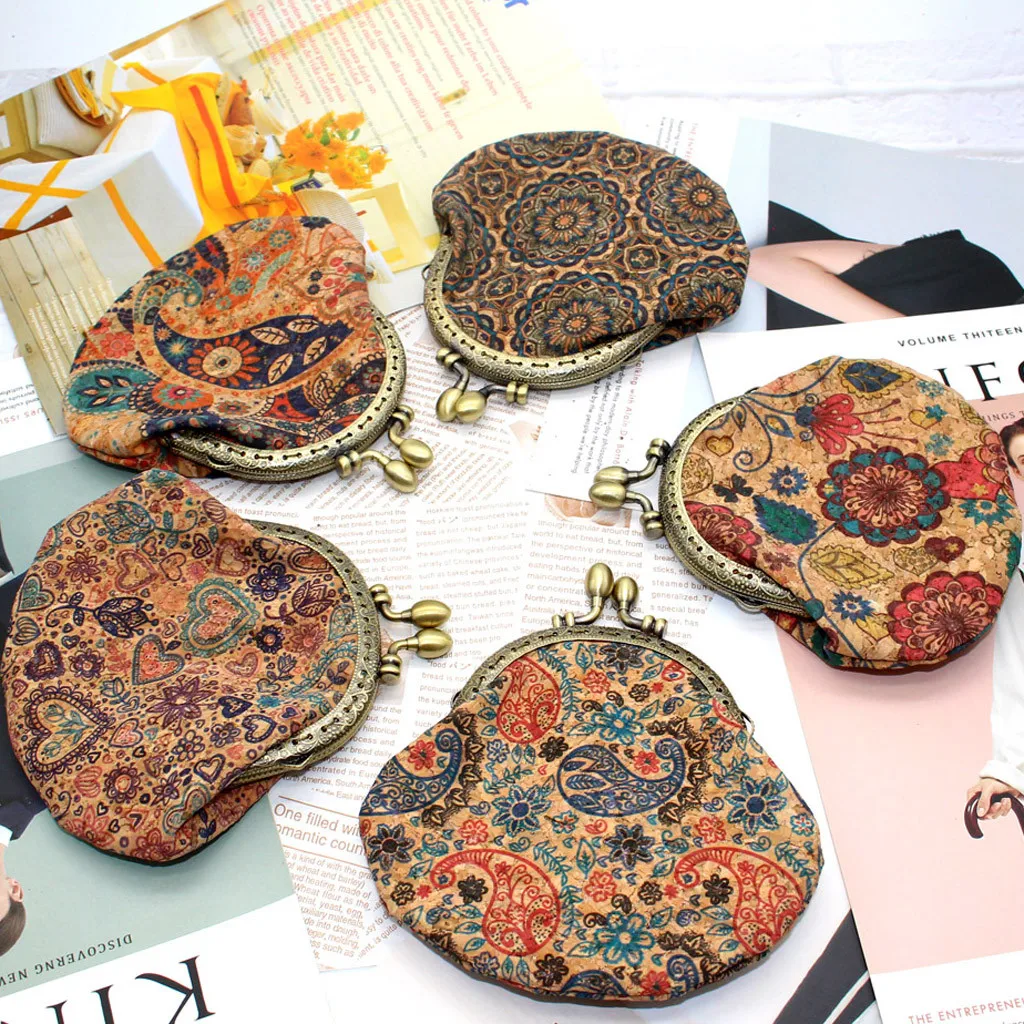 

Carton Mini Women's Fashion New Ethnic Style Purse Print Semi-Circular Fashion Bag Retro Handmade Wallet Coin Purse with zipper