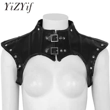 Женский бюстгальтер на бретельках yizqif из искусственной кожи со шнуровкой на спине, на плечах, на груди, с пряжками, Клубная одежда, костюм в стиле панк, полутоп на бретелях