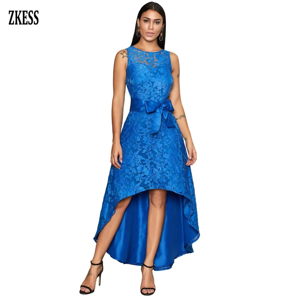 Royal-Blue-Sleeveless-Lace-Overlay-Bow-Sash-Party-Dress-LC610891-5-1