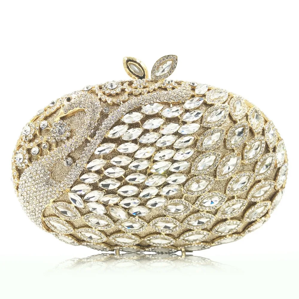 Ladies Gold/red/pink Crystal Evening Clutch Bag Rhinestones Bridal