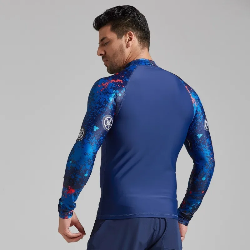 Купальник с длинным рукавом Rashguard для мужчин Rashguard лайкра УФ костюм для серфинга воды Тренажерный зал Спорт парусный плавание футболка гидрокостюм для дайвинга