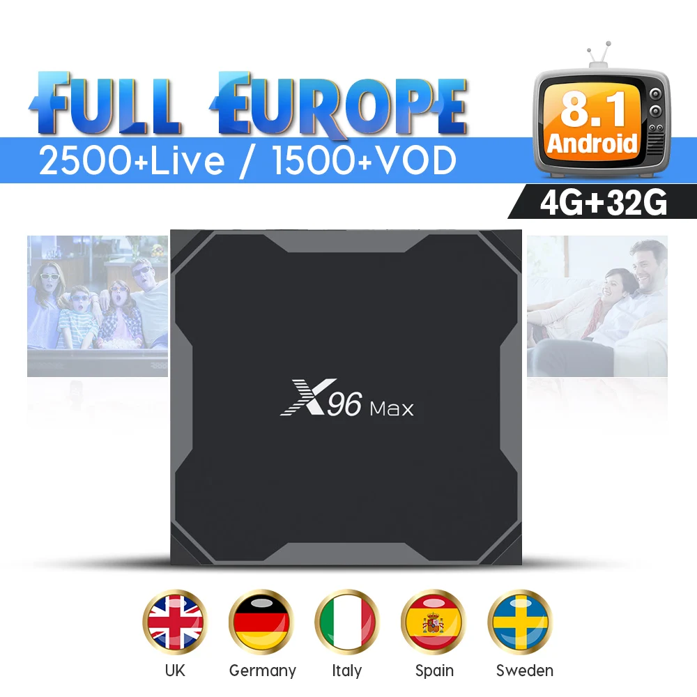 

X96 Max IPTV Spain BOX Android 8.1 S905X2 4G 32G 2.4G&5G Wifi with IUDTV IPTV Spain UK Sweden Arabic Portugal IP TV X96Max