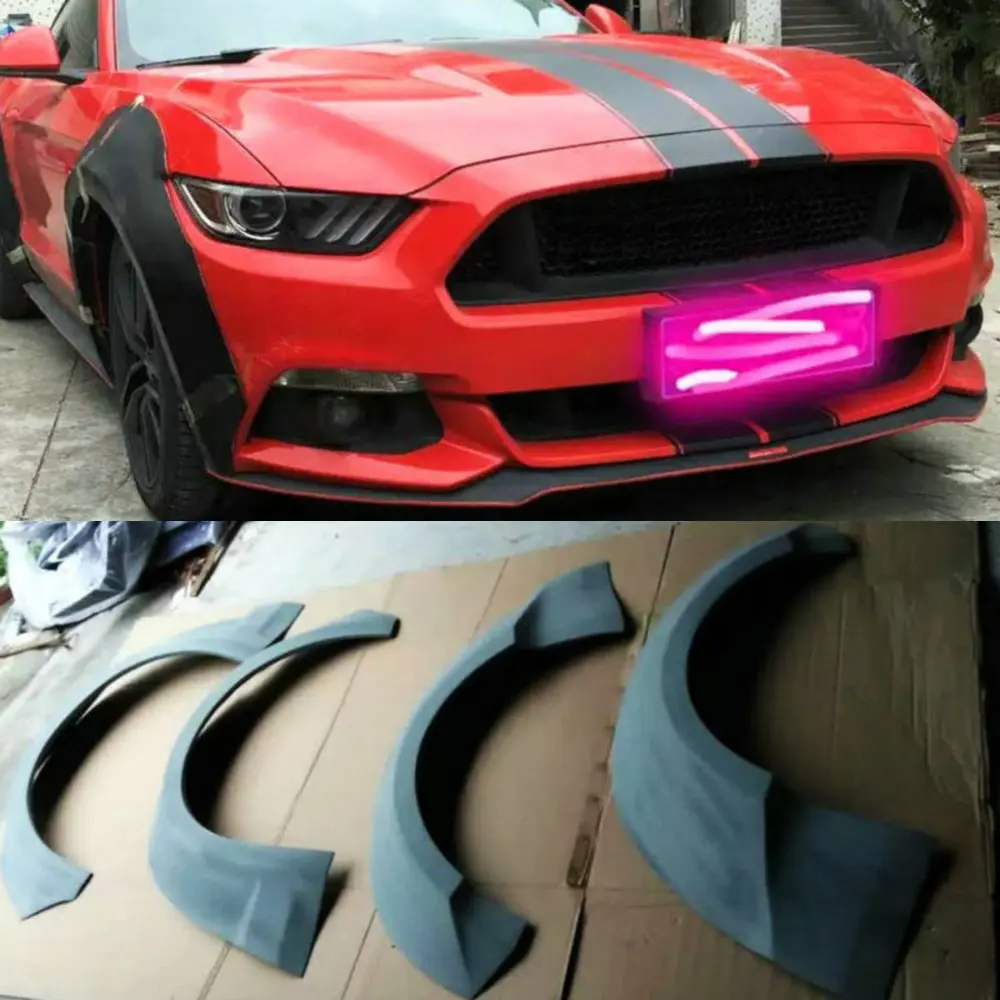 

For Ford Mustang 2.3 T PP Wheel Arch Fender Eyebrow Spoiler Bodykit Flares Trim auto car wheel eyebrow fenders 3D sticker