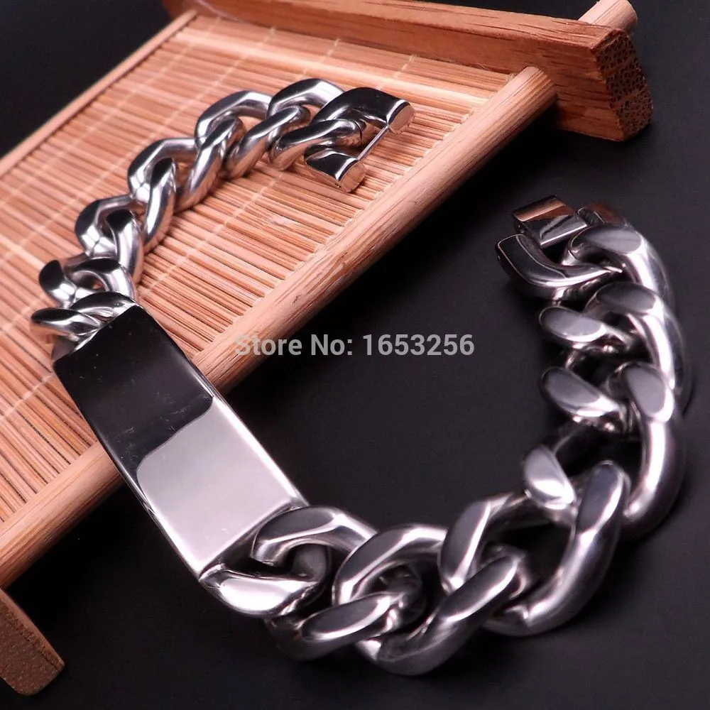 77g-weight-High-Quality-316L-Stainless-Steel-Men-s-Biker-Curb-Chain-ID-Bracelet-Bangle-Jewlery