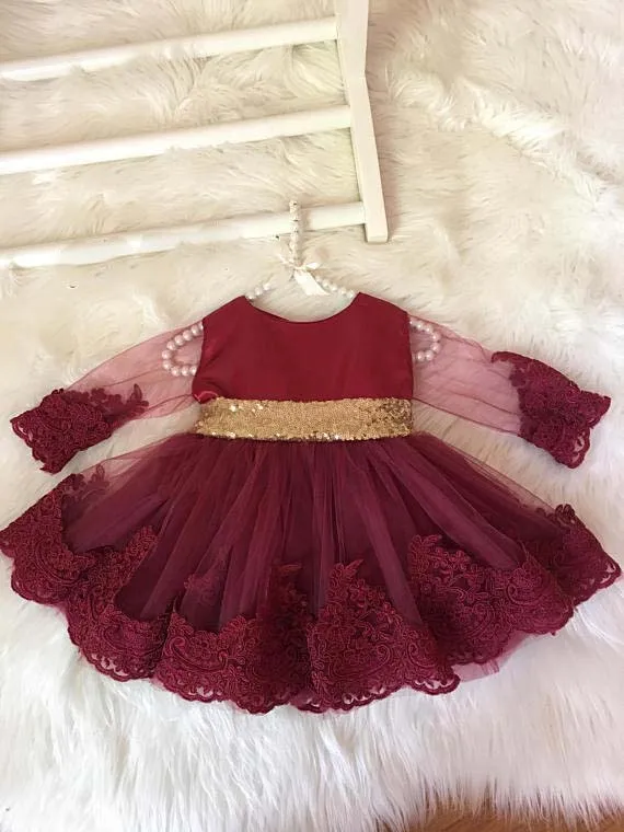 burgundy baby dress