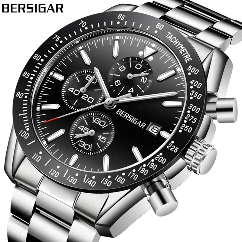 BERSIGAR мужские деловые кварцевые часы лучший бренд класса люкс Повседневный водонепроницаемый спортивный хронограф мужские часы Relogio Masculino