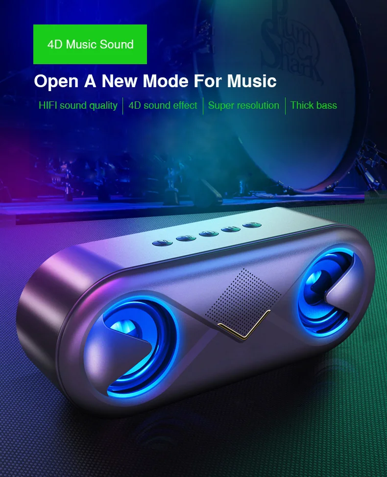 Mini Bluetooth Speaker Portable Wireless Speaker Sound System 3D Stereo Music Surround led light Support Bluetooth TF AUX U-disk (1)