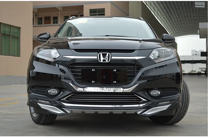 Подходит для Honda VEZEL HR-V HRV- светодиодный передний+ задний бампер рассеиватель бамперов защита для губ Защитная противоскользящая пластина светодиодный ABS хром