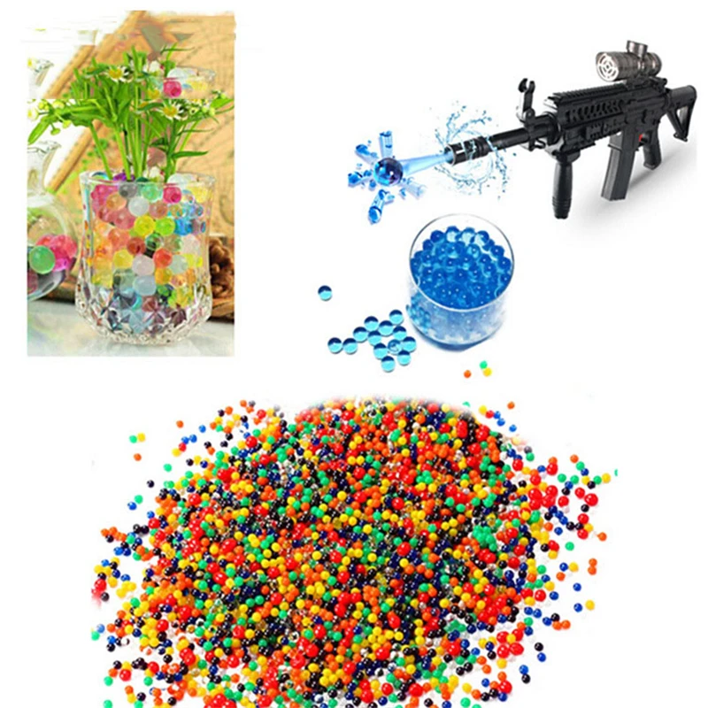 10000pcs/packet Colored Soft Crystal Water Paintball Gun Bullet Grow Water Beads Grow Balls salt Gun Toys for kids