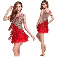 Professional Embroidery Ballroom Latin Dance Costume Fringed Skirt Women Tango Rumba Salsa Nightclub Clubwear Sequins Tassels