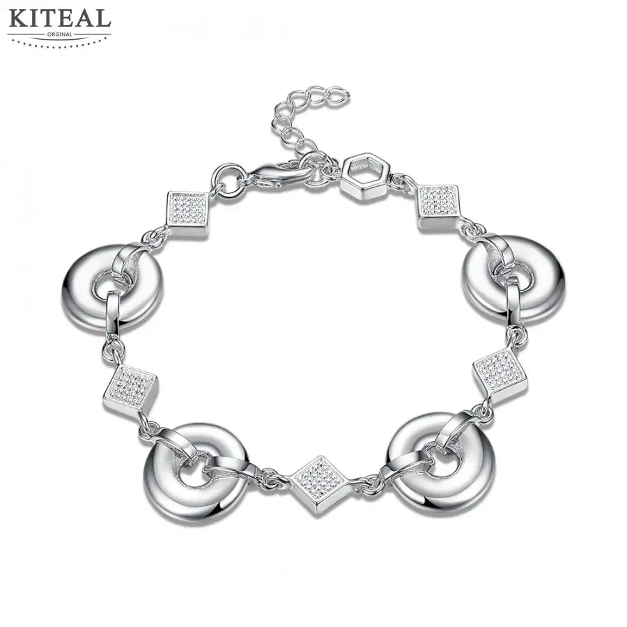 2017 новейшие серебряные браслеты Квадратные с круглыми циркониевыми браслетами