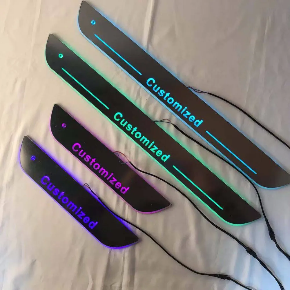 

RQXR led moving door scuff for Iveco dynamic door sill plate flat lining overlays flowing light multi colors