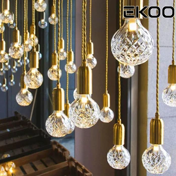 

EKOO Ins Nordic Minimalist Single Glass Pendant lights G9 Modern lamps decoration Dining Room