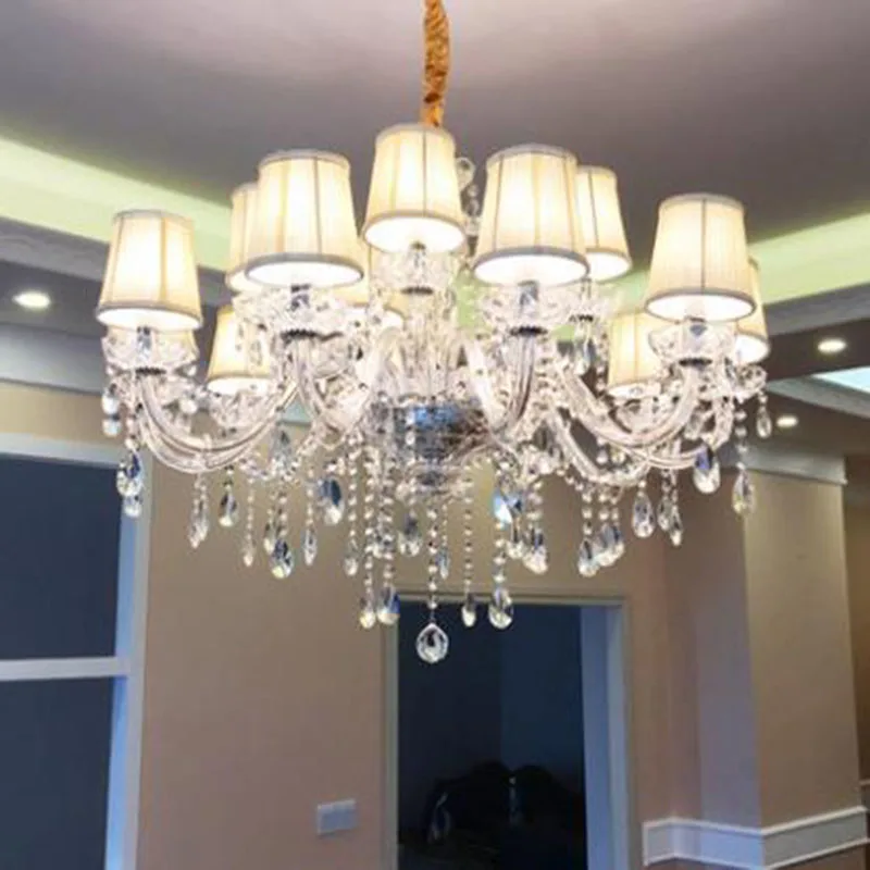 

Modern Luxury K9 Crystal Chandelier Lustres De Cristal Lamp Home Lighting Fixture Large Luxury Crystal chandelier with lampshade