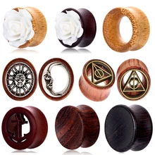 TIANCIFBYJS натурального дерева акриловые ушные датчики Вилки Носилки полые цветок серьги расширитель плоти Туннели пирсинг ювелирные изделия