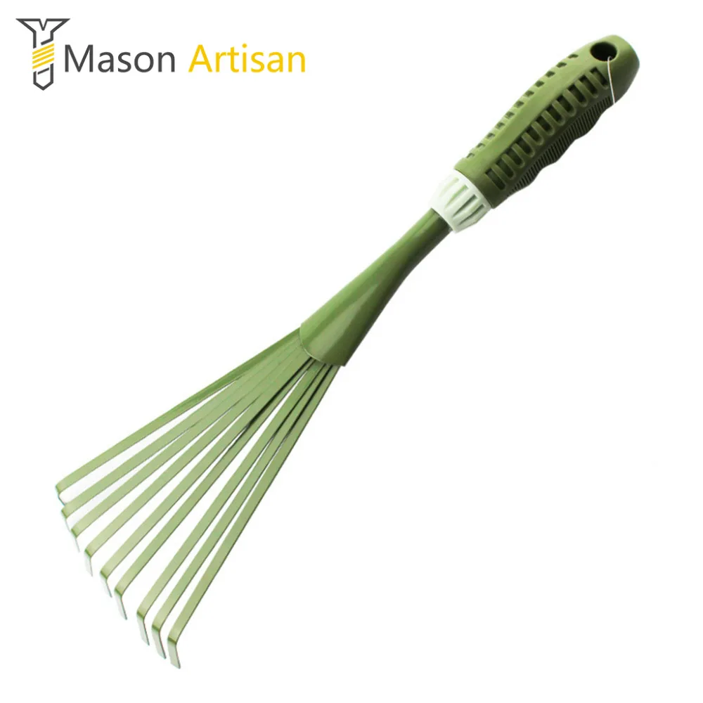 1Piece 39cm Garden Rake Hand Cultivator for Garden Rubber Handle Rust