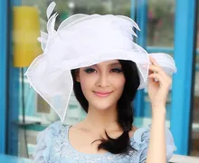 Las mujeres de Las Señoras Sombrero Del Organza de Boda de La Iglesia Derby Playa Cóctel de la Tarde Party Dress Fedora Sombrero de Ala Ancha Casquillo Del Sol Del Verano de La Vendimia nueva