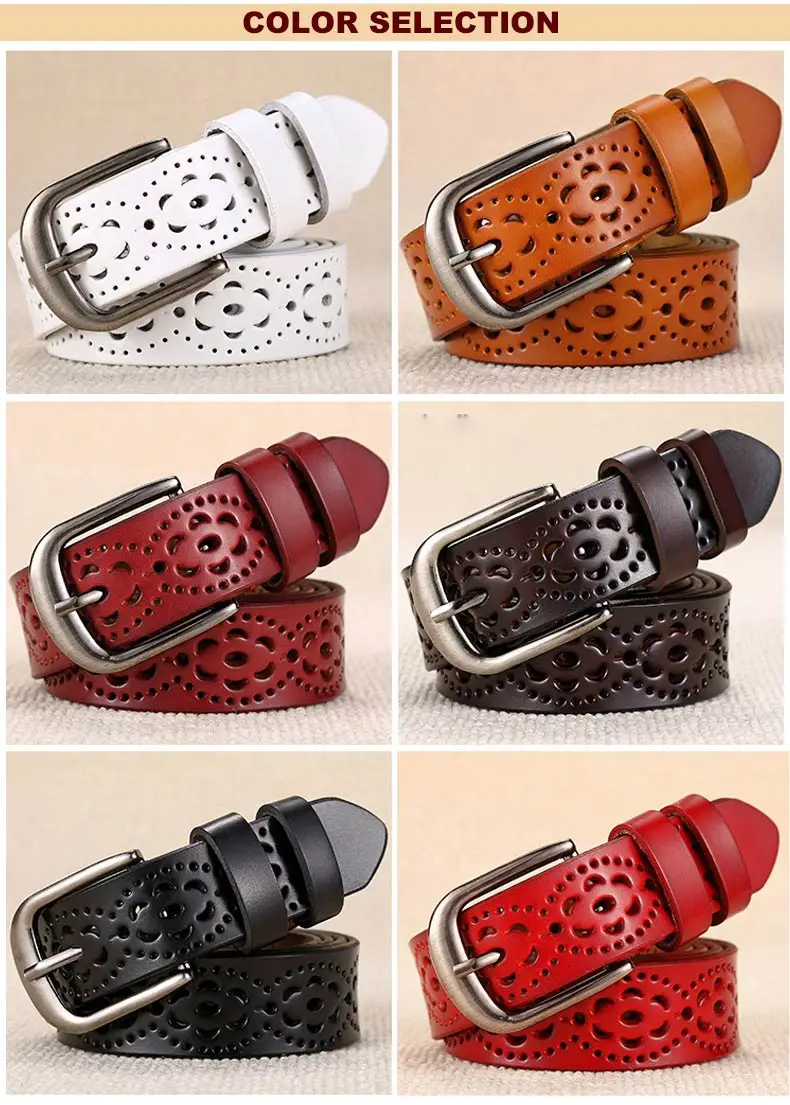 DOULILU New 2018 genuine leather jeans belts for Women Hollow pressed flower luxury strap female belt Gun gray buckle1 (3)