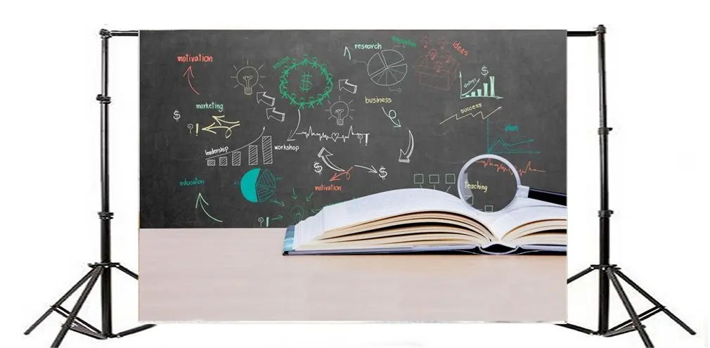 

Photography Backdrop Back to School Balckboard Books